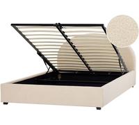 Beliani Cama matrimonial de tejido beige 160x200