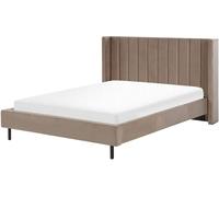 Beliani Cama matrimonial de tejido beige 160x200