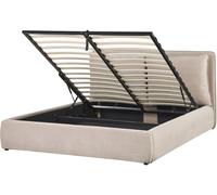 Beliani Cama matrimonial de tejido beige 160x200