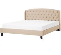 Beliani Cama matrimonial de tejido beige 180x200