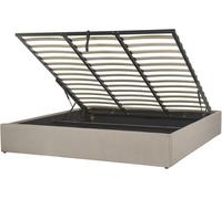 Beliani Cama matrimonial de tejido beige 180x200