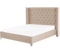 Beliani Cama matrimonial de tejido beige 180x200