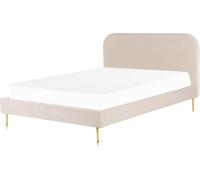 Beliani Cama matrimonial de tejido beige 180x200