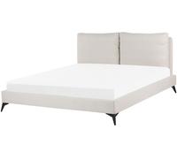 Beliani Cama matrimonial de tejido beige 180x200