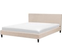 Beliani Cama matrimonial de tejido beige 180x200