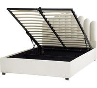 Beliani Cama matrimonial de tejido blanco 140x200