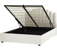 Beliani Cama matrimonial de tejido blanco 160x200