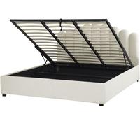 Beliani Cama matrimonial de tejido blanco 180x200