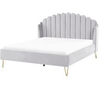Beliani Cama matrimonial de tejido gris 160x200