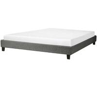 Beliani Cama matrimonial de tejido gris 180x200