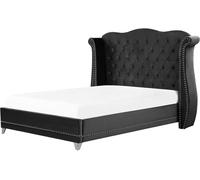 Beliani Cama matrimonial de tejido negro 160x200