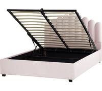 Beliani Cama matrimonial de tejido rosa 160x200