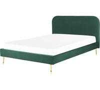 Beliani Cama matrimonial de tejido verde 160x200