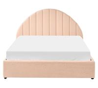 Beliani Cama Minimalista con almacenaje 140 x 200 cm de bouclé Moderna con cabecero Rosa melocotón Chadenet
