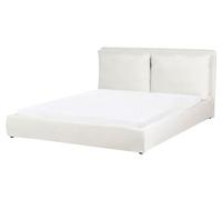 Beliani Cama Moderna 160 x 200 cm tapicería de Terciopelo con cabecero Acolchado Blanco Crema Bajonna