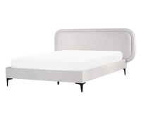 Beliani Cama Moderna con somier de Terciopelo Gris Claro 140 x 200 cm Suzette