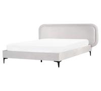 Beliani Cama Moderna con somier de Terciopelo Gris Claro 160 x 200 cm Suzette