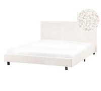 Beliani Cama Moderna de bouclé 140 x 200 cm con somier y cabecero Blanco Crema Albi