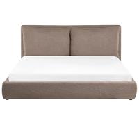 Beliani Cama Moderna de bouclé 180 x 200 cm cabecero tapizado y Acolchado marrón Bajonna