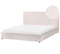 Beliani Cama Moderna de bouclé Blanco Crema 160 x 200 cm Tradicional Lavaur