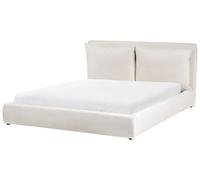 Beliani Cama Moderna de Tela 160 x 200 cm cabecero tapizado y Acolchado Beige Claro Bajonna