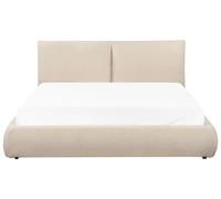 Beliani Cama Moderna tapizada en bouclé 160 x 200 cm de somier Listones Beige Claro Vinay