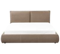 Beliani Cama Moderna tapizada en bouclé 160 x 200 cm de somier marrón Vinay