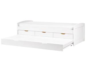 Beliani Cama Nido Infantil extraíble con almacenaje cajones de Madera Clara de Pino Blanco 90 x 200 cm Petiville