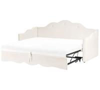 Beliani Cama Nido tapizada de Terciopelo 90/180 x 200 cm con somier de Listones Beige Claro Lorette