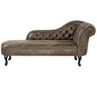 Beliani Chaise Longue de Piel sintética marrón con Botones versión Derecha Nimes