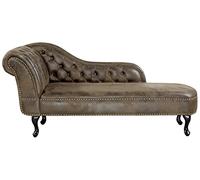 Beliani Chaise Longue de Piel sintética marrón con Botones versión Izquierda Nimes