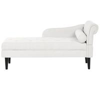 Beliani Chaise Longue de Tela diván de Estilo Moderno Patas de Madera cojín Incluido Blanco Crema Derecho Yvoire