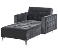 Beliani Chaise Longue de Terciopelo Negro Acolchado reclinable Sala de Estar Patas Negras Aberdeen