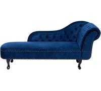 Beliani Chaise longue derecho terciopelo azul marino