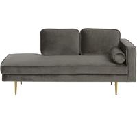Beliani Chaise longue derecho terciopelo gris pardo