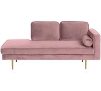 Beliani Chaise longue derecho terciopelo rosa