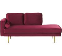 Beliani Chaise longue izquierdo terciopelo rojo oscuro