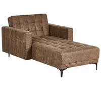 Beliani Chaise Longue Moderna diván reclinable tapizado en Piel sintética capitoné marrón Aberdeen