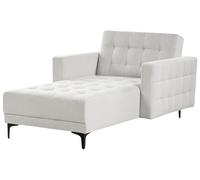 Beliani Chaise Longue Moderna diván reclinable tapizado en Tela capitoné Gris Claro Aberdeen