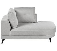 Beliani Chaise Longue Moderna Izquierda tapizado de Lino sintético Repelente al Agua Patas de Hierro Negras con Cojines Gris Marum