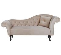 Beliani Chaise Longue tapizado en Terciopelo Beige Acolchado capitoné versión Derecha con cojín Lattes