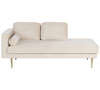 Beliani Chaise Longue tapizado en Terciopelo Beige Dorado versión Izquierda Patas de Metal diseño Moderno Miramas