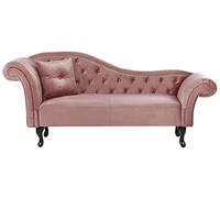 Beliani Chaise Longue tapizado en Terciopelo Rosa Acolchado capitoné versión Izquierda con cojín Lattes