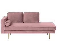 Beliani Chaise Longue tapizado en Terciopelo Rosa versión Izquierda Patas de Metal diseño Moderno Miramas