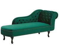 Beliani Chaise Longue tapizado en Terciopelo Verde con Botones versión Derecha Nimes