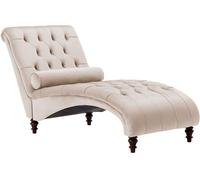 Beliani Chaise longue terciopelo beige