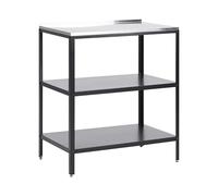 Beliani Cocina Exterior de Metal Negro Plateado 80 cm Isla Acero Inoxidable 2 estantes Vilama