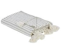 Beliani Colcha Decorativa Ropa de Cama algodón con borlas Blanco Crema 150 x 200 cm Modar