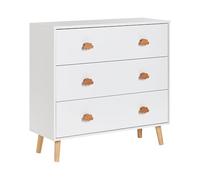 Beliani Cómoda 3 Cajones MDF Madera de Pino Patas Asas en Forma de Nube Habitación Infantil Almacenaje Blanco Cloudy