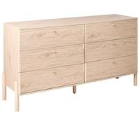 Beliani Cómoda 6 cajones Tablero de aglomerado Patas de Madera Maciza Estilo escandinavo marrón Claro Collins
